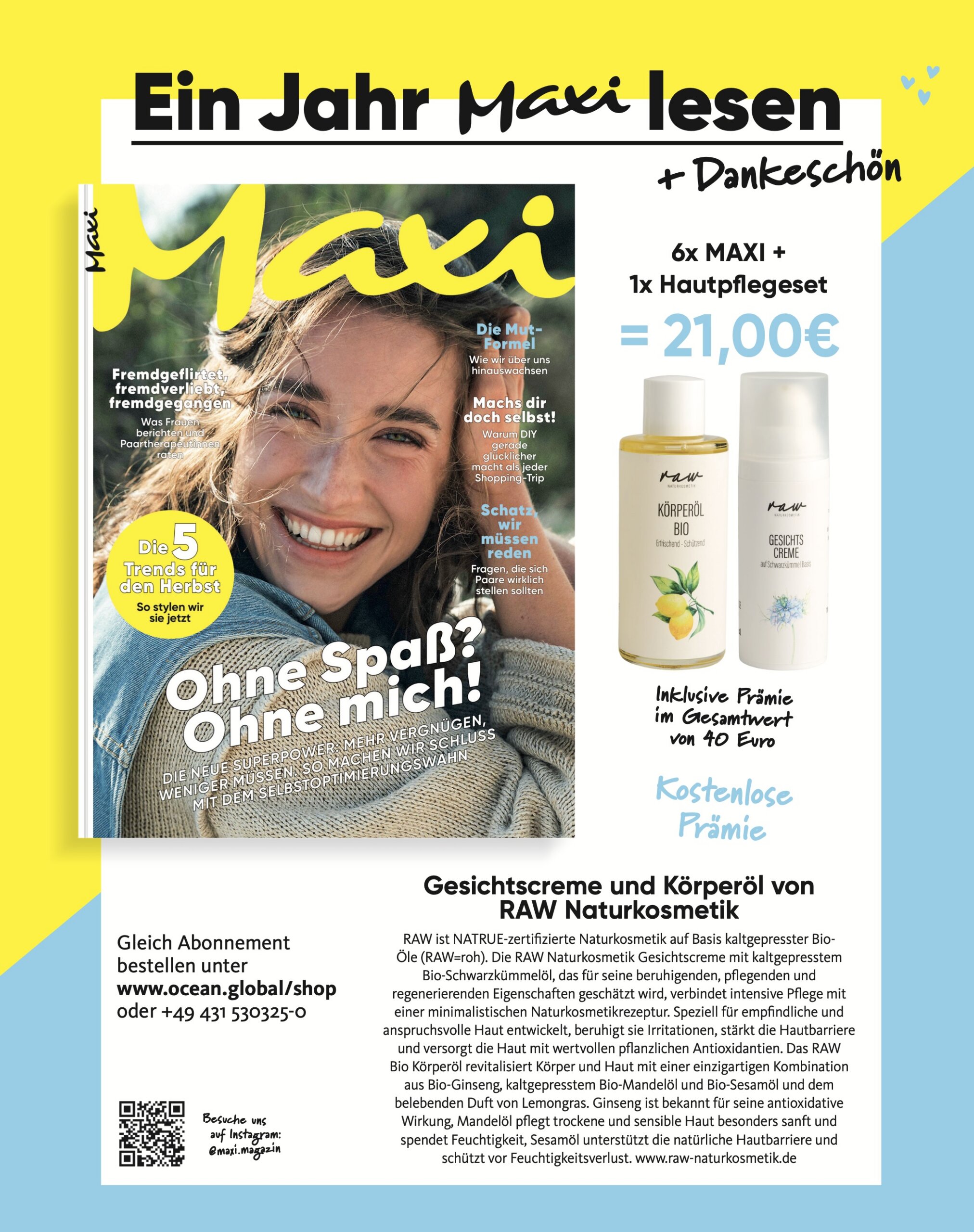 Screenshot MAXI - Abonnement (6 Ausgaben) + Geschenk (RAW Naturkosmetik)