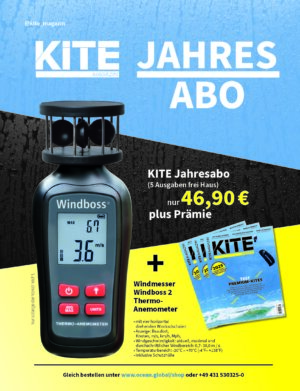KITE-Jahresabonnement + Geschenk (Windboss 2 Windmesser)