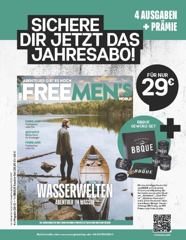 FREEMEN'S WORLD Jahresabonnement + Geschenk BBQUE Gewürz Set