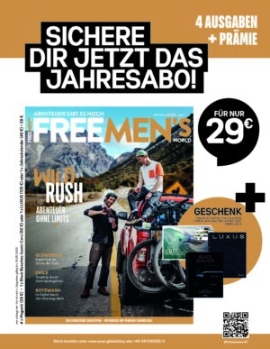FREEMEN'S WORLD Jahresabonnement + Geschenk Black Beauties: Iconic Cars oder FREE MEN’S WORLD XXL KALENDER oder Luxus